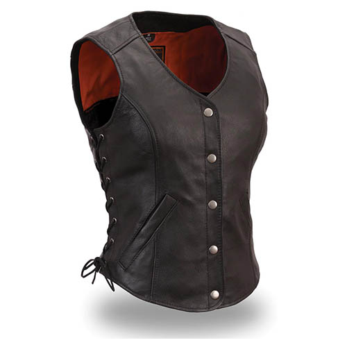 Women's Leather Motorcycle Vests ... Women's First Classics Leather Motorcycle Vests - Women's Leather Motorcycle Vests