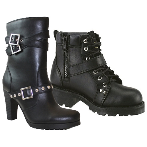 womens black leather moto boots