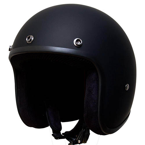 Voss 501 Open Face Bobber Helmet - Dull Black