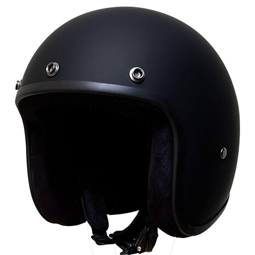 Voss Open Face Bobber Helmets - Dull Black 501