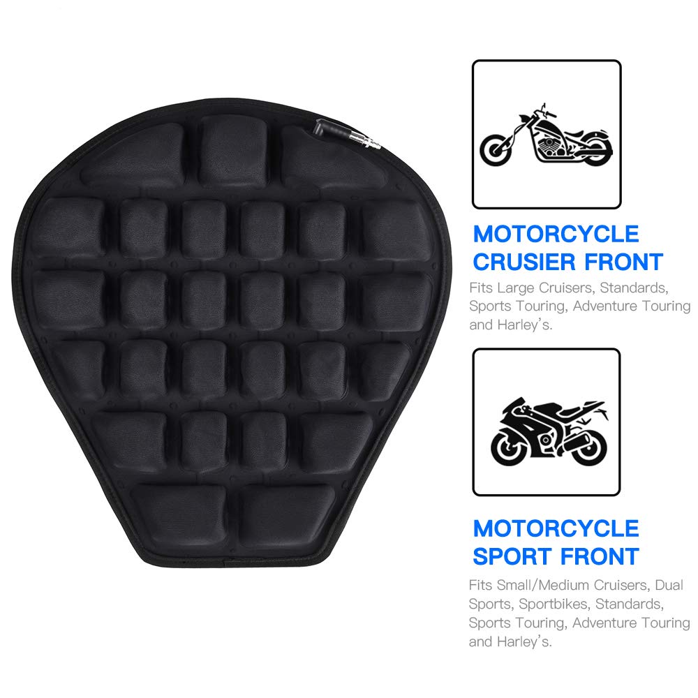HOMMIESAFE Air Motorcycle Seat Cushion Water Fillable Cooling Down Seat Pad,Pressure Relief Ride Motorcycle Air Cushion Large for Cruiser Touring Saddles