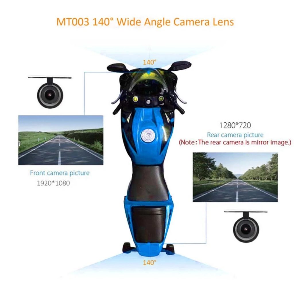 Motorcycle Dash Cam - Dual Front and Rear Cameras