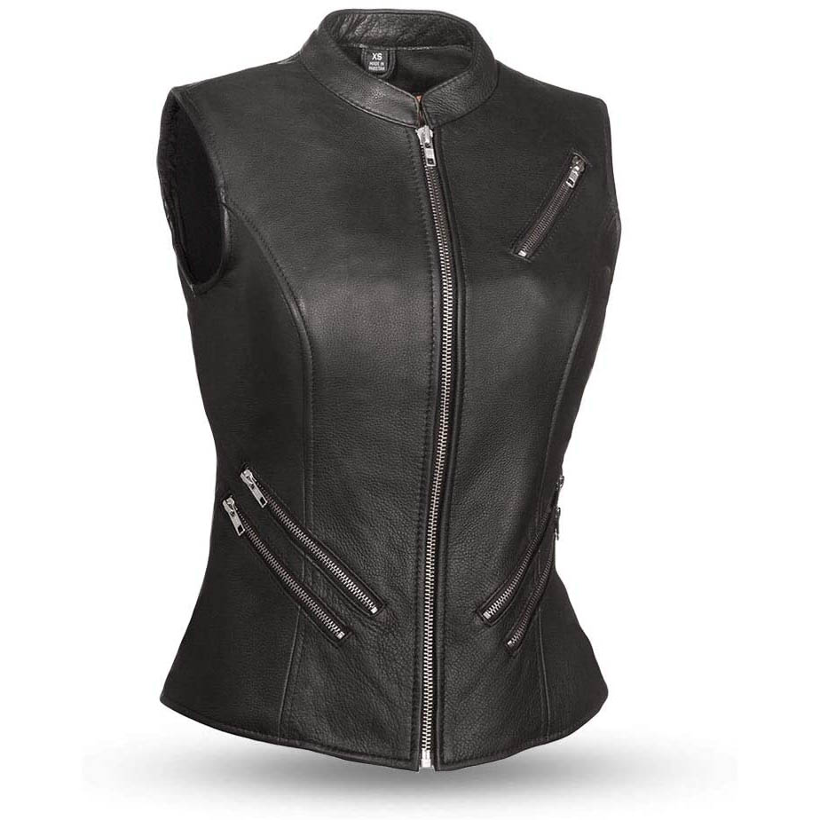 First Manufacturing Leather Motorcycle Vests for Women