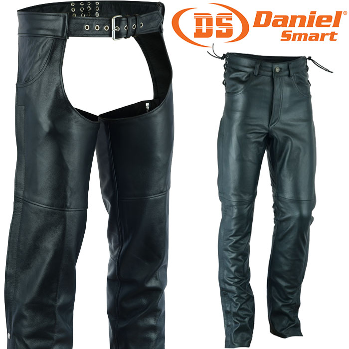 Daniel Smart Leather Motorcycle Chaps for Men