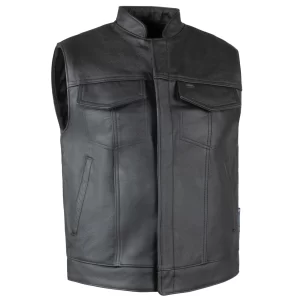 Legendary Outlaw Mens Leather Motorcycle Vest with Gun Pockets