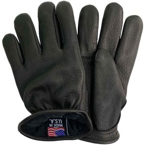 Legendary Mens Deerskin Fleece Lined Short Wrist Gloves