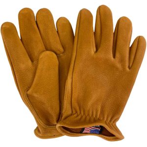 Legendary Mens Tan Deerskin Leather Short Wrist Motorcycle Gloves