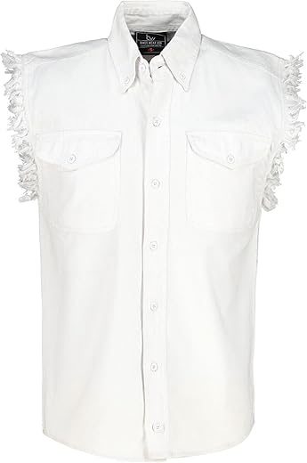 100% Cotton Denim Shirt- Sleeveless Shirt with Pockets & Cut