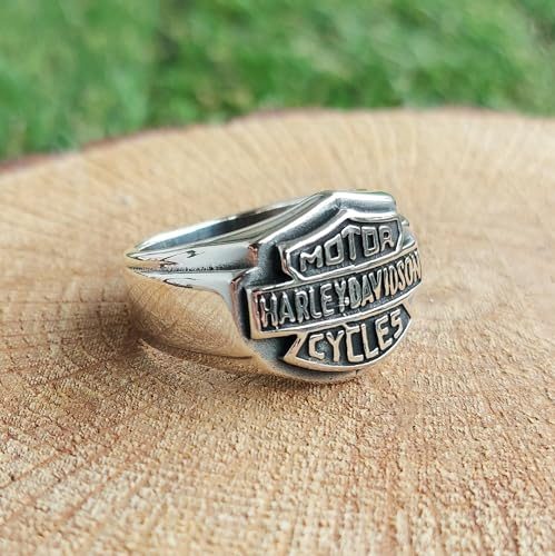 925K Sterling Silver Harley Davidson Ring, Statement Ring