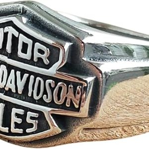 925K Sterling Silver Harley Davidson Ring, Statement Ring Men, Signet Ring Men, Harley Davidson Ring for Men, Gothic Ring, Gift for Men, Motorcycle Silver Rings, Eagle Men Ring