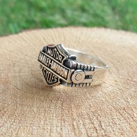 925K Sterling Silver Harley Davidson Ring, Statement Ring