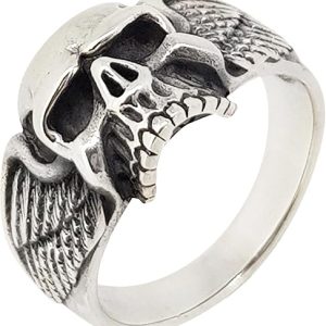 Biker Skull Polished Ring 925 Sterling Silver Band Ring, Biker, Musican, Gothic Ring for Men Size 8, 9, 10, 11, 12, 13, 14