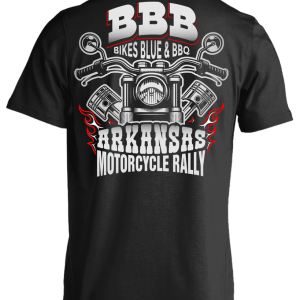 Bikes, Blues & BBQ Arkansas Motorcycle Rally T-Shirt, Cotton, Black