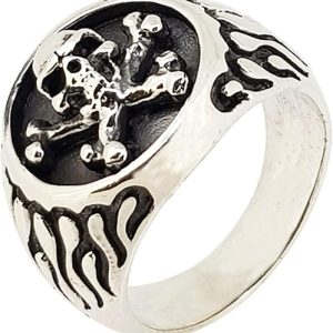 Chunky Skull and Cross Bones 925 Sterling Silver Ring For Men Biker Ring size 8, 9, 10, 11, 12, 13, 14