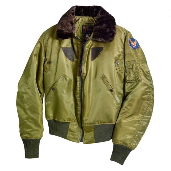 Cockpit USA Mens B-15 1943 Replica Olive Nylon Flight Jacket