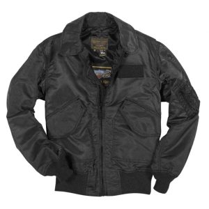 Cockpit USA Mens USN Fighter Weapons Nylon Flight Jacket - Black