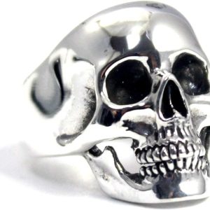 COSUMOSU 925 Sterling Silver Skull Punk Biker Large Rings for Men