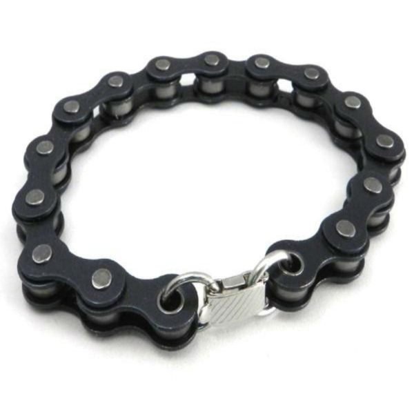 Daniel Smart Bike Chain Bracelet, Unisex, Black-coated Steel, Black