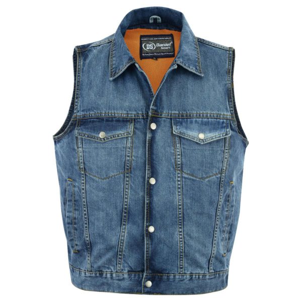 Daniel Smart Snap Front Blue Denim Vest