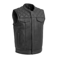 【2plan】Blade leather vest padding ZAPRIS Men's Biker Motorcycle Club Vest Braided Edge Laces