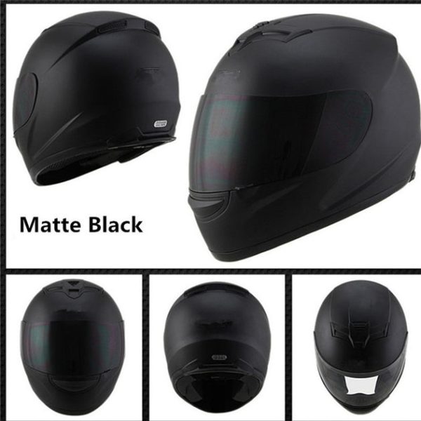 Full Face Motorcycle Helmet Matte Black or Gloss Black S M L XL XXL Dark tinted visor