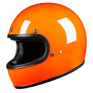 Full Face Retro Helmet - Café Racer - Gloss Orange - S