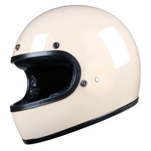 Full Face Retro Helmet - Café Racer - Gloss White - S