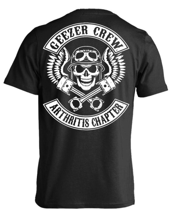 Geezer Crew Arthritis Chapter T-Shirt, Cotton, Black