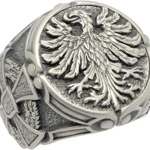 German eagle sterling silver 925 biker cross mens ring