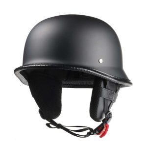 German Mayan Style Motorcycle Helmet Black | Biker Lid with Ear Pads