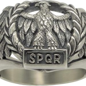 Handcrafted Sterling Silver 925 Custom Made Roman Empire Eagle SPQR Biker mens Ring