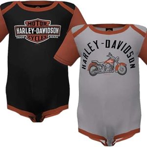 Harley-Davidson Baby Boys' 2-Pack Colorblocked Rib Creeper Set - Gray/Black