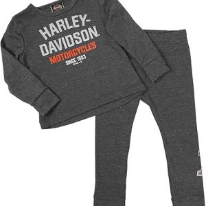 Harley-Davidson Baby Boys' 2 Piece Newborn Set, Knit Tee& Pant Set - Dark Gray