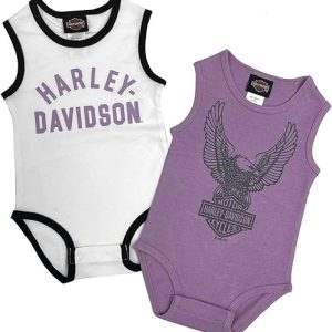 Harley-Davidson Baby Girls' 2-Pack Infant Rib Sleeveless Bodysuit Set - Lavender