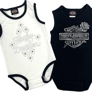 Harley-Davidson Baby Girls' 2-Piece Newborn Sleeveless Ribbed Bodysuit Set