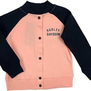 Harley-Davidson Baby Girls' Bar & Shield Varsity Knit Jacket - Colorblocked Pink