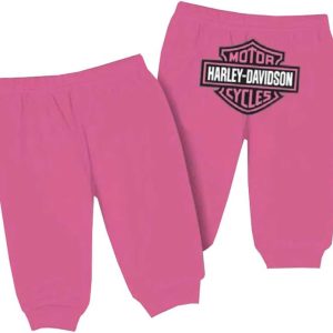 Harley-Davidson Baby Girls' Interlock Glitter Bar & Shield Pants, Pink 4000603