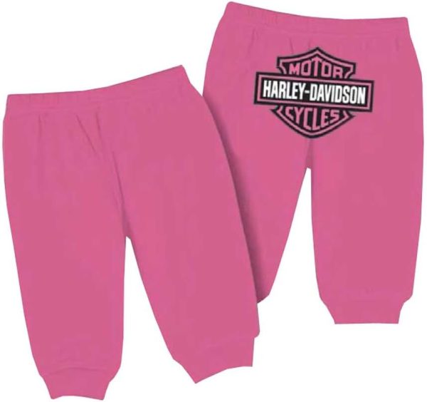 Harley-Davidson Baby Girls' Interlock Glitter Bar & Shield Pants, Pink 4000603