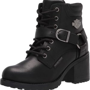 HARLEY-DAVIDSON FOOTWEAR Women's Howell 5" Lace Leather Motorcycle Casual Boot, Black, 9.5