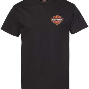 Harley-Davidson Men's B&S Left Chest Crew-Neck Short Sleeve Cotton Shirt - Black