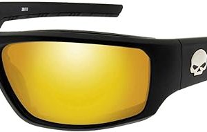 Harley-Davidson Men's Baffle Sunglasses, Orange Mirror Lenses/Matte Black Frames