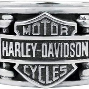 Harley-Davidson Men's Bar & Shield Bike Chain Ring, Sterling Silver HDR0260