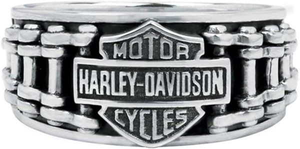 Harley-Davidson Men's Bar & Shield Bike Chain Ring, Sterling Silver HDR0260