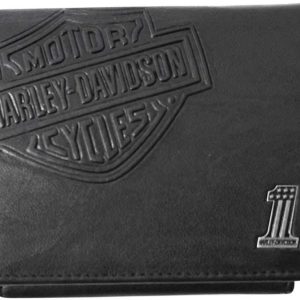 Harley-Davidson Mens Bar & Shield Classic Leather Bi-Fold Plus One Wallet, Black