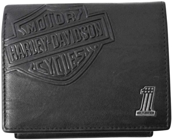 Harley-Davidson Mens Bar & Shield Classic Leather Bi-Fold Plus One Wallet, Black