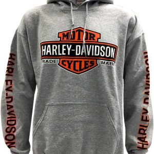 Harley-Davidson Men's Bar & Shield Logo Pullover Hooded Sweatshirt, Gray