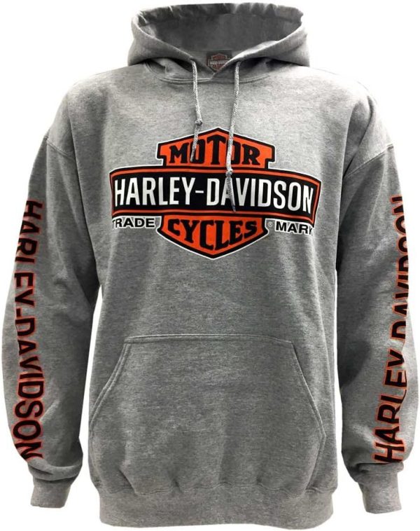 Harley-Davidson Men's Bar & Shield Logo Pullover Hooded Sweatshirt, Gray