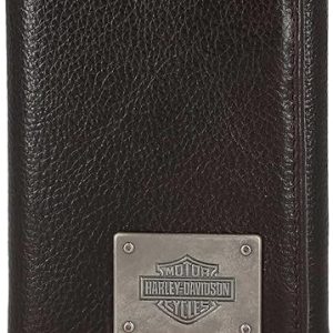 Harley-Davidson Men's Bar & Shield Plate Tri-Fold Leather Wallet - Brown