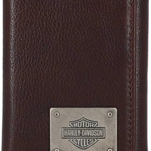 Harley-Davidson Men's Bar & Shield Plate Tri-Fold Leather Wallet - Oxblood Brown