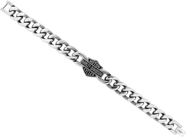 Harley-Davidson Men's Bar & Shield Stainless Steel Chain Bracelet HSB0015